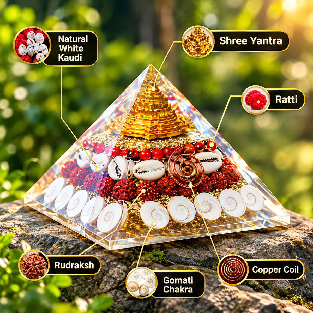 Crystal Wealth Gomati Chakra Shree Yantra Pyramid