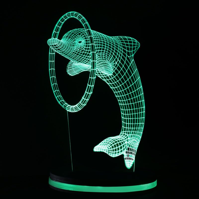 Dolphin Ring 3D Illusion Acrylic RGB Led Lamp with 16 Color Changing Light