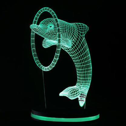 Dolphin Ring 3D Illusion Acrylic RGB Led Lamp with 16 Color Changing Light