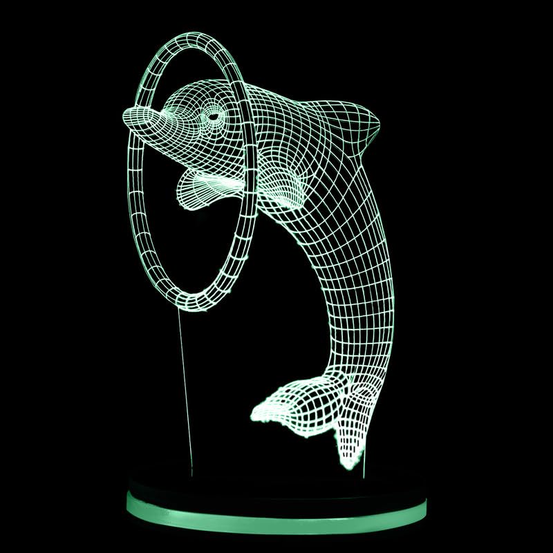 Dolphin Ring 3D Illusion Acrylic RGB Led Lamp with 16 Color Changing Light