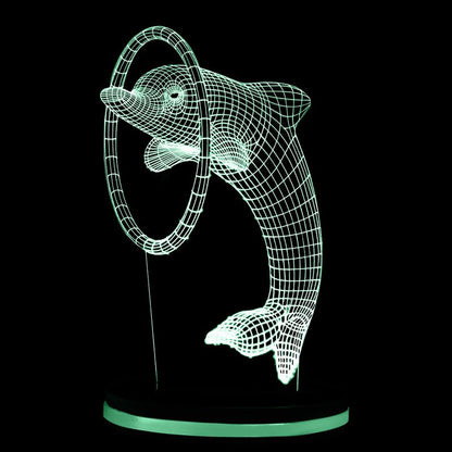 Dolphin Ring 3D Illusion Acrylic RGB Led Lamp with 16 Color Changing Light